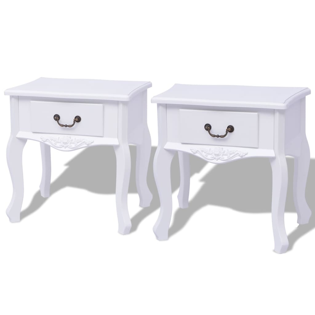 Bedside Cabinets 2 Piece MDF White