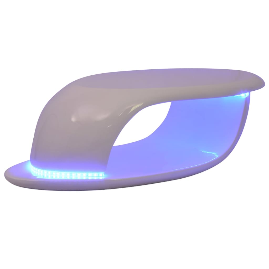 vidaXL Table basse avec lumière LED Fibre de verre Blanc