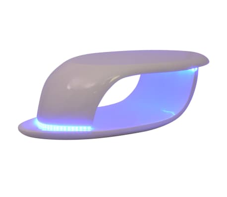 vidaXL Table basse avec lumière LED Fibre de verre Blanc