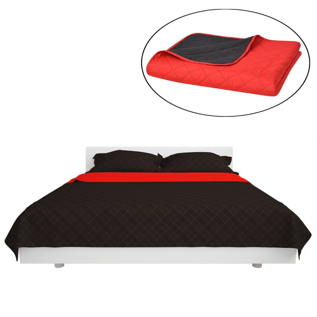 131553 Double-sided Quilted Bedspread Red and Black 220x240 cm 