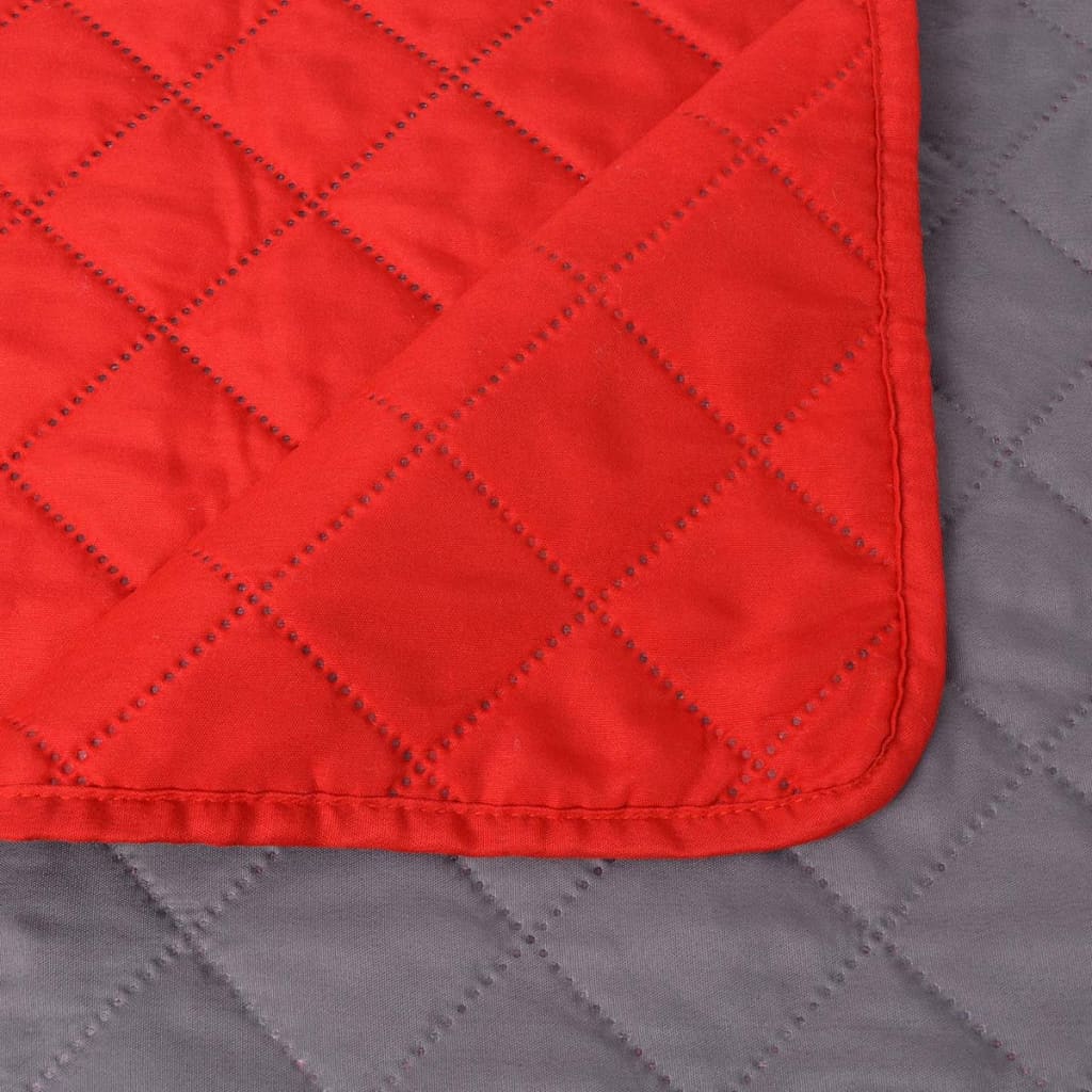 131556 Double-sided Quilted Bedspread Red and Grey 220x240 cm 