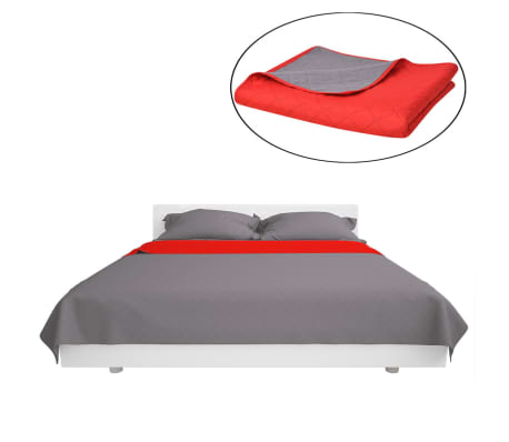 vidaXL kahepoolne tepitud voodikate punane ja hall 230 x 260 cm