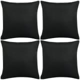 vidaXL Cushion Covers 4 pcs Linen-look Black 40x40 cm