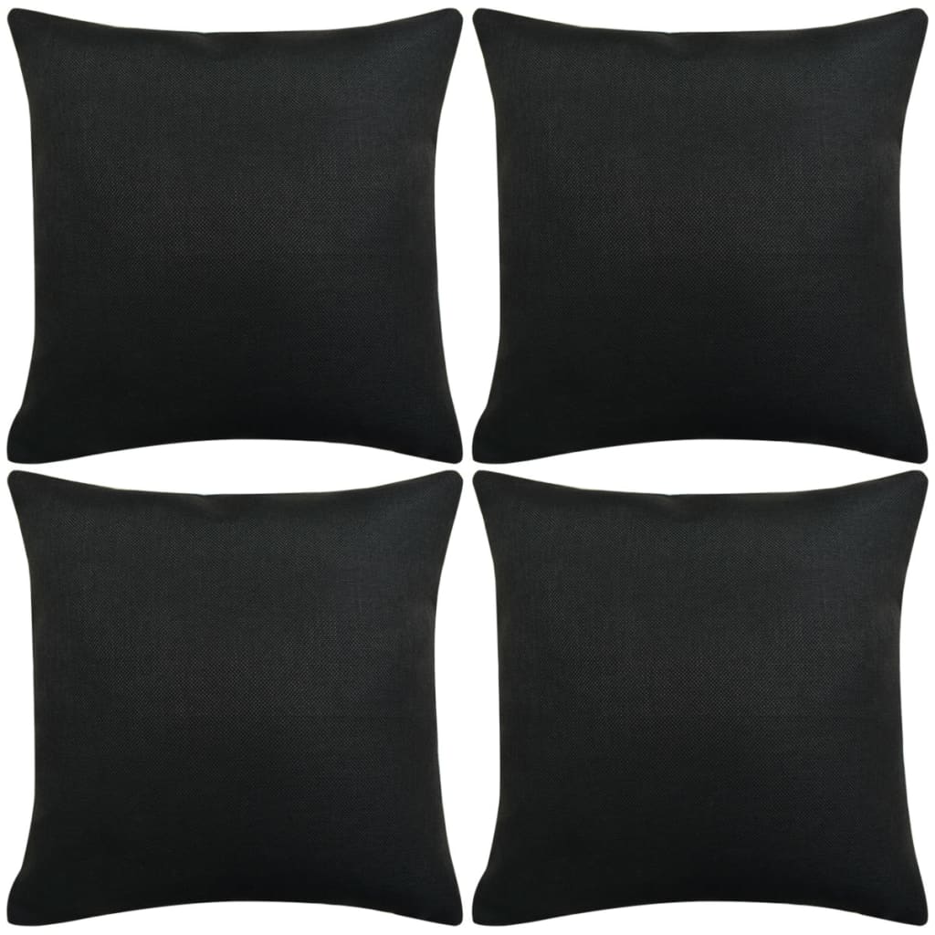 officieel naaien Metafoor Kussenhoezen 4 stuks linnen look zwart 80x80 cm - Décor 24