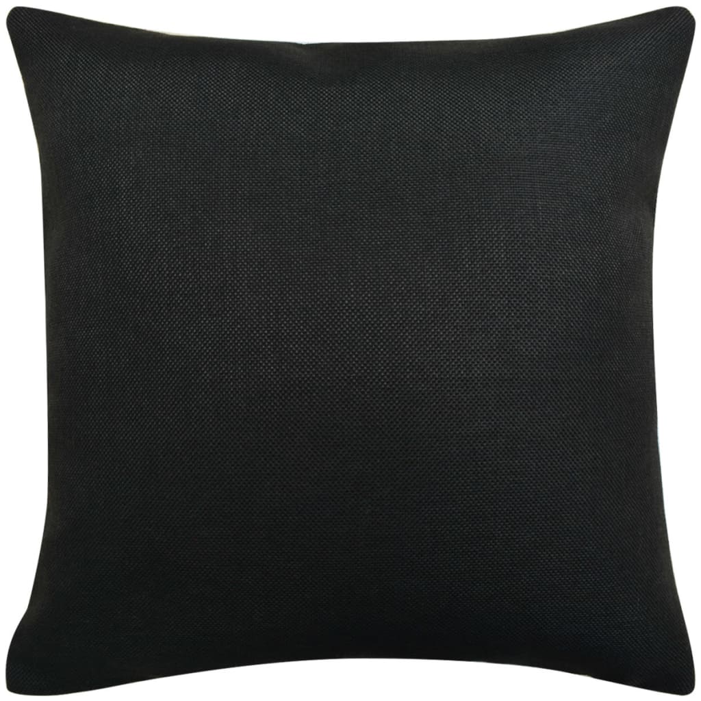 vidaXL Huse de pernă cu aspect de pânză, 50 x 50 cm, negru, 4 buc.