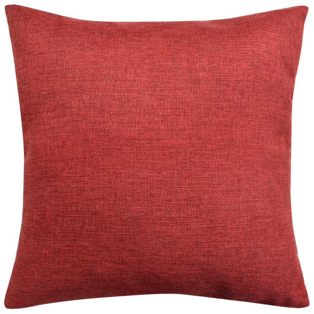 vidaXL Housses de coussin 4 pcs Aspect de lin Bordeaux 40x40 cm