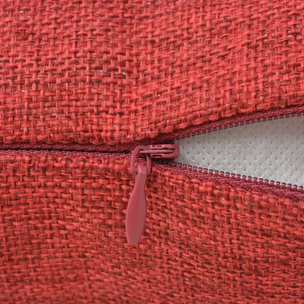 Huse de pernă cu aspect de in, 50 x 50 cm, roșu burgund, 4 buc.