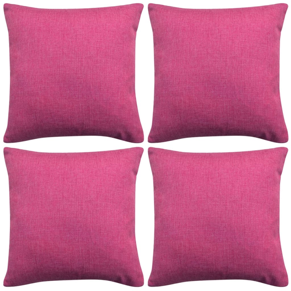 vidaXL Tyynynpäällinen Pellavatyylinen Pinkki 4kpl 40×40 cm