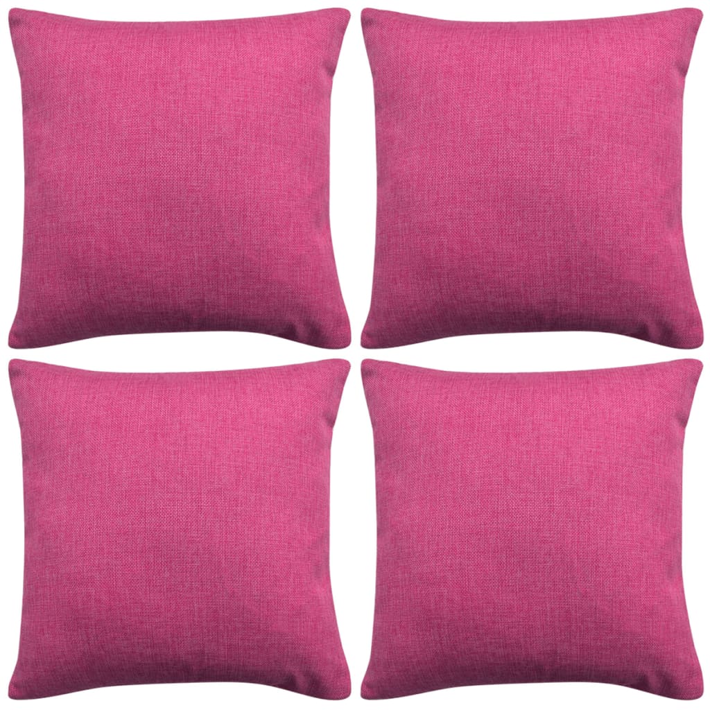 Tyynynpäällinen Pellavatyylinen Pinkki 4kpl 50 x 50 cm