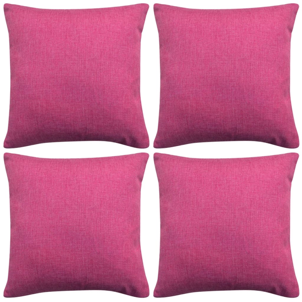 vidaXL Huse de pernă cu aspect de pânză, 80 x 80 cm, roz, 4 buc. vidaXL