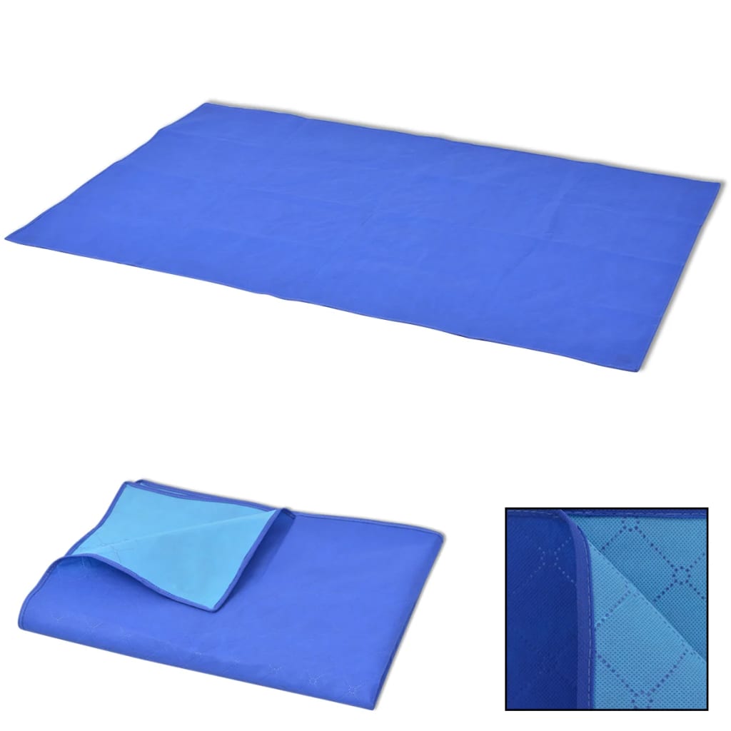 vidaXL picnictæppe blåt og lyseblåt 100x150 cm