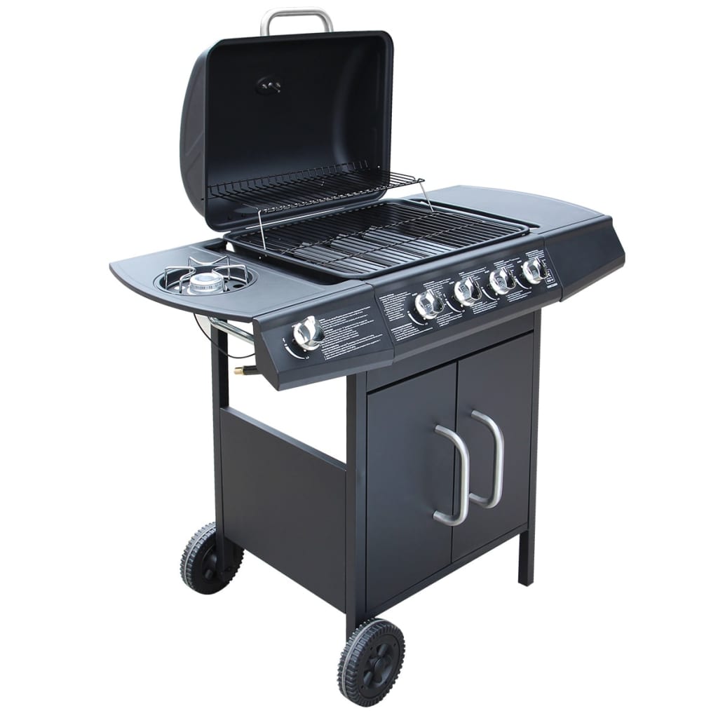 vidaXL gasgrill 4 + 1 grillzoner sort