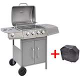 vidaXL Grelhador/barbecue a gás 4+1 queimadores prateado