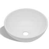 vidaXL Bathroom Sink Basin Ceramic White Round