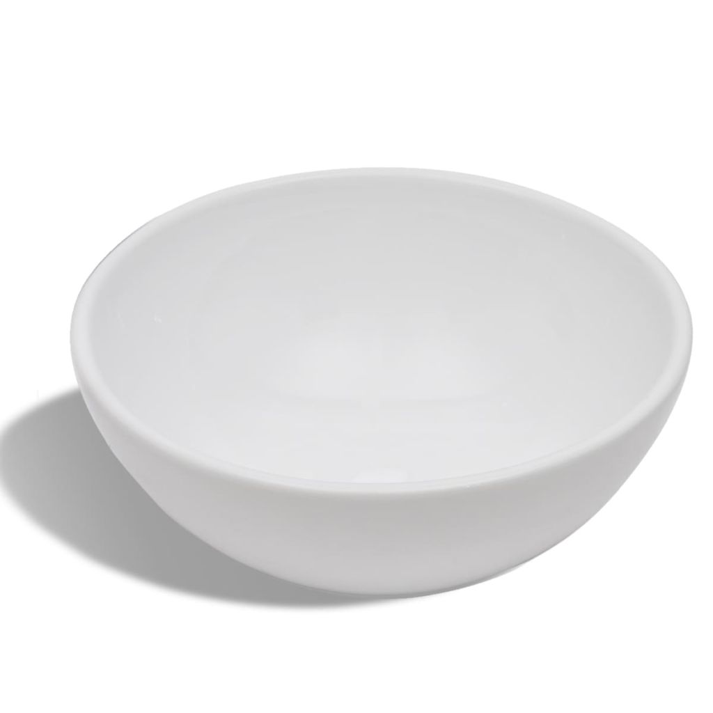 vidaXL Bathroom Sink Basin Ceramic White Round