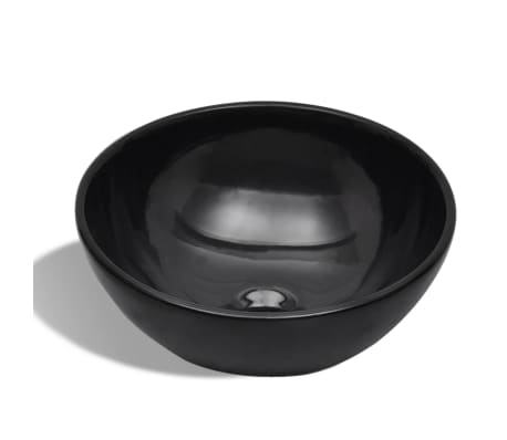 vidaXL Bathroom Sink Basin Ceramic Black Round