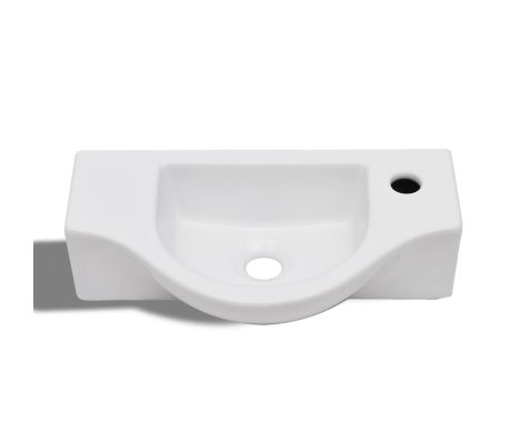 vidaXL Bathroom Sink Basin with Faucet Hole Ceramic White