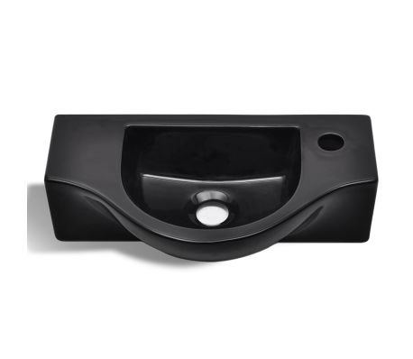 vidaXL Bathroom Sink Basin with Faucet Hole Ceramic Black