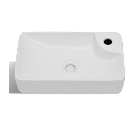 vidaXL Bathroom Sink Basin with Faucet Hole Ceramic White