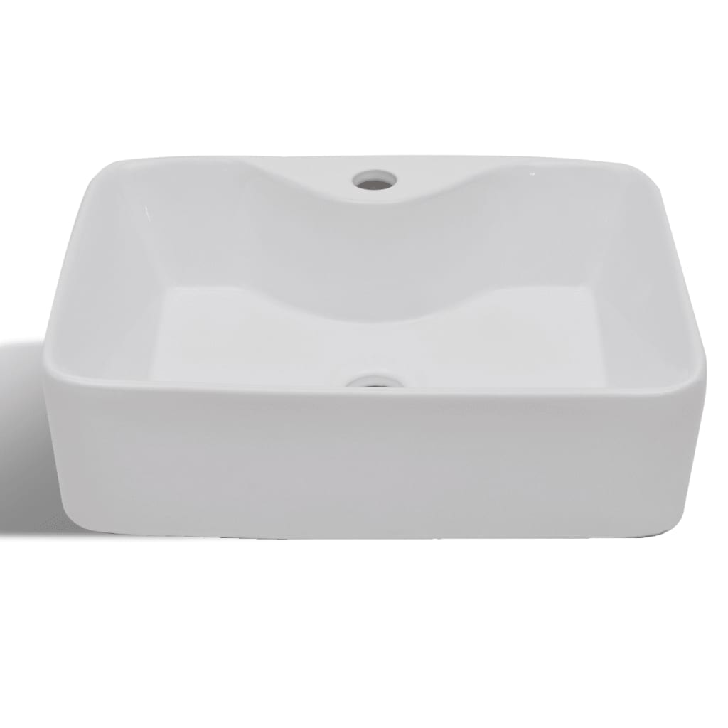 vidaXL Bathroom Sink Basin with Faucet Hole Ceramic White