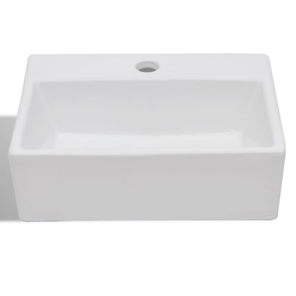 vidaXL Bathroom Sink Basin with Faucet Hole Ceramic White