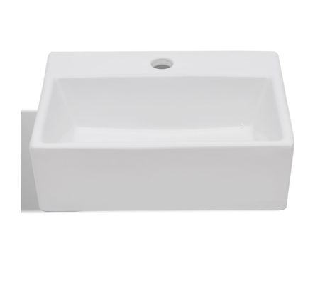 vidaXL Bathroom Sink Basin with Faucet Hole Ceramic White