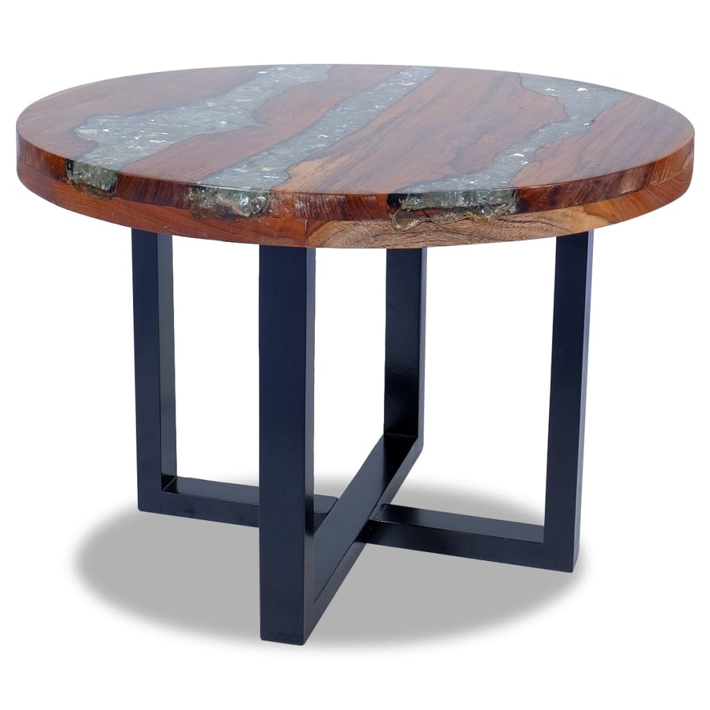  Konferenčný stolík z teakového dreva a živice, 60 cm