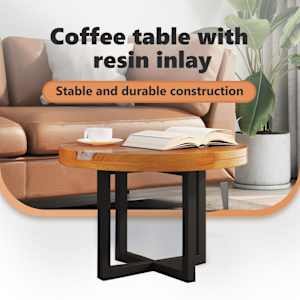Konferenční stolek, teak a pryskyřice 60 cm - obrázek 12