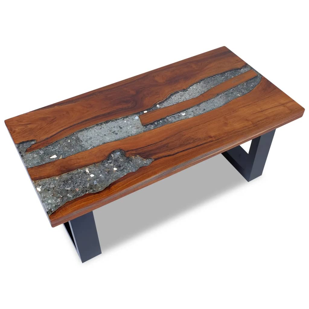 vidaXL Couchtisch Teak Harz 100x50 cm