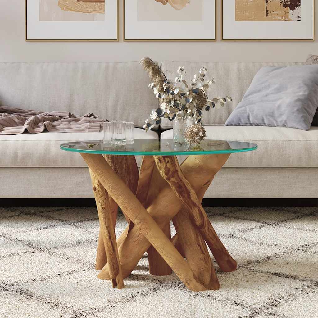 vidaXL Salontafel 60 cm massief teak drijfhout afbeelding