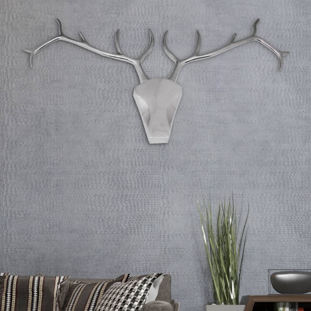 Nástěnná dekorace jelení hlava hliníková stříbrná