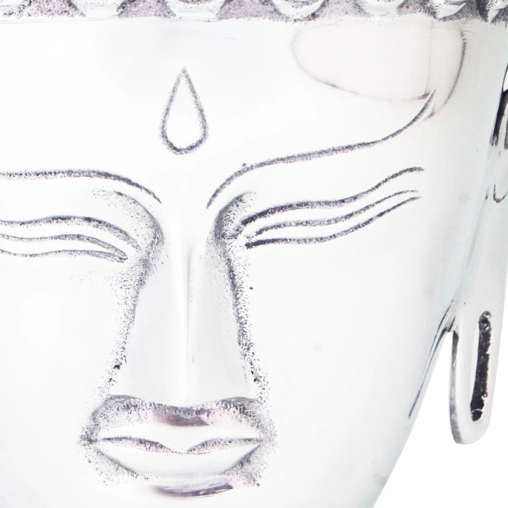 Falra rögzíthető Buddha fej dekoráció alumínium ezüst 