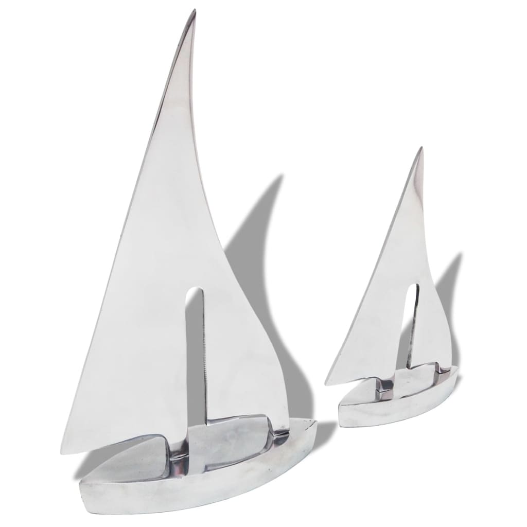 vidaXL Decorațiune barcă cu vele, 2 piese, argintiu, aluminiu vidaxl.ro