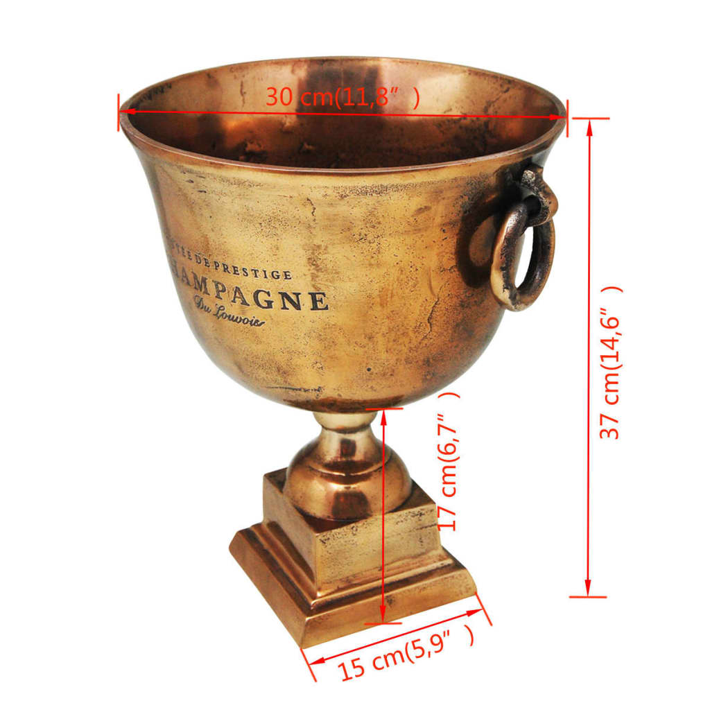 Győzelmi kupa pezsgőhűtő vörösréz barna 