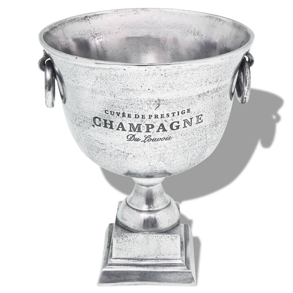 vidaXL Frapieră șampanie, formă cupă trofeu, aluminiu, argintiu vidaXL