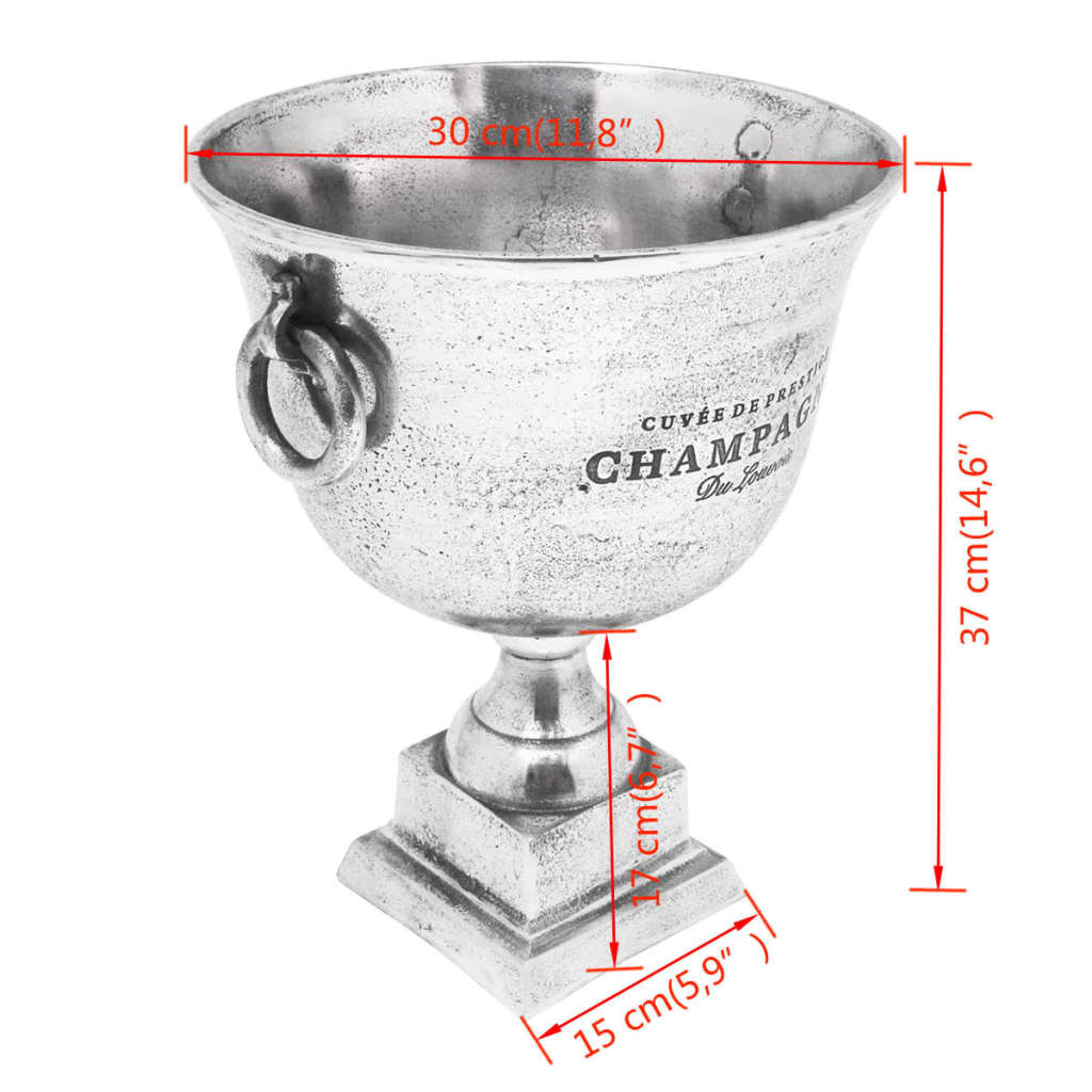Győzelmi kupa pezsgőhűtő alumínium ezüst 