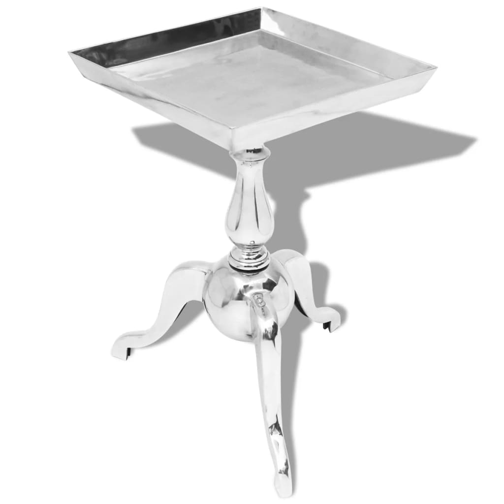 Odkládací stolek čtvercový hliníkový stříbrný