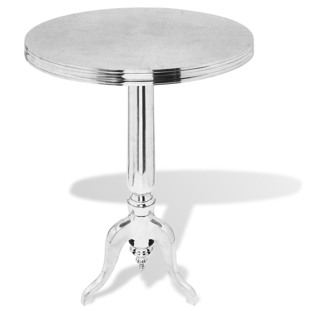 Ezüst kerek alumínium kisasztal 
