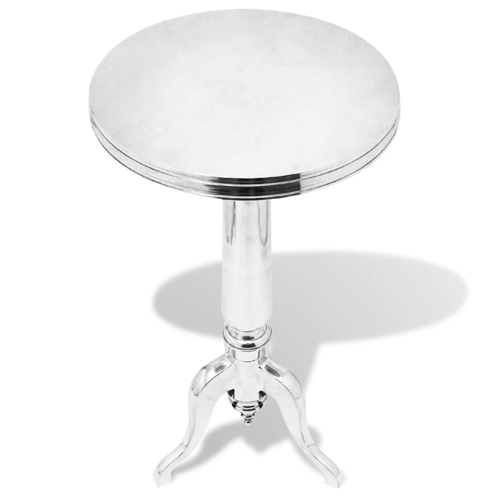Ezüst alumínium kerek kisasztal 
