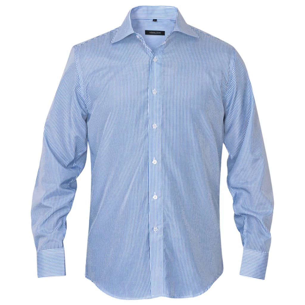 vidaXL Camicia Uomo Business Bianca e Blu a Righe Taglia M