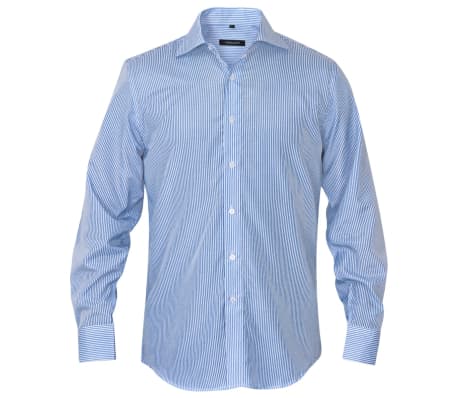 vidaXL Men's Business Shirt White and Blue Stripe Size M