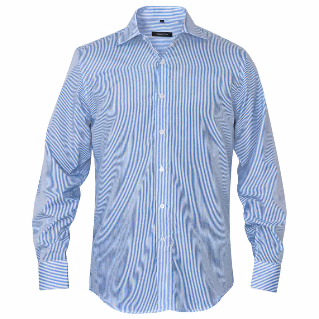 vidaXL Chemise pour hommes Blanc et bleu Rayée Taille L