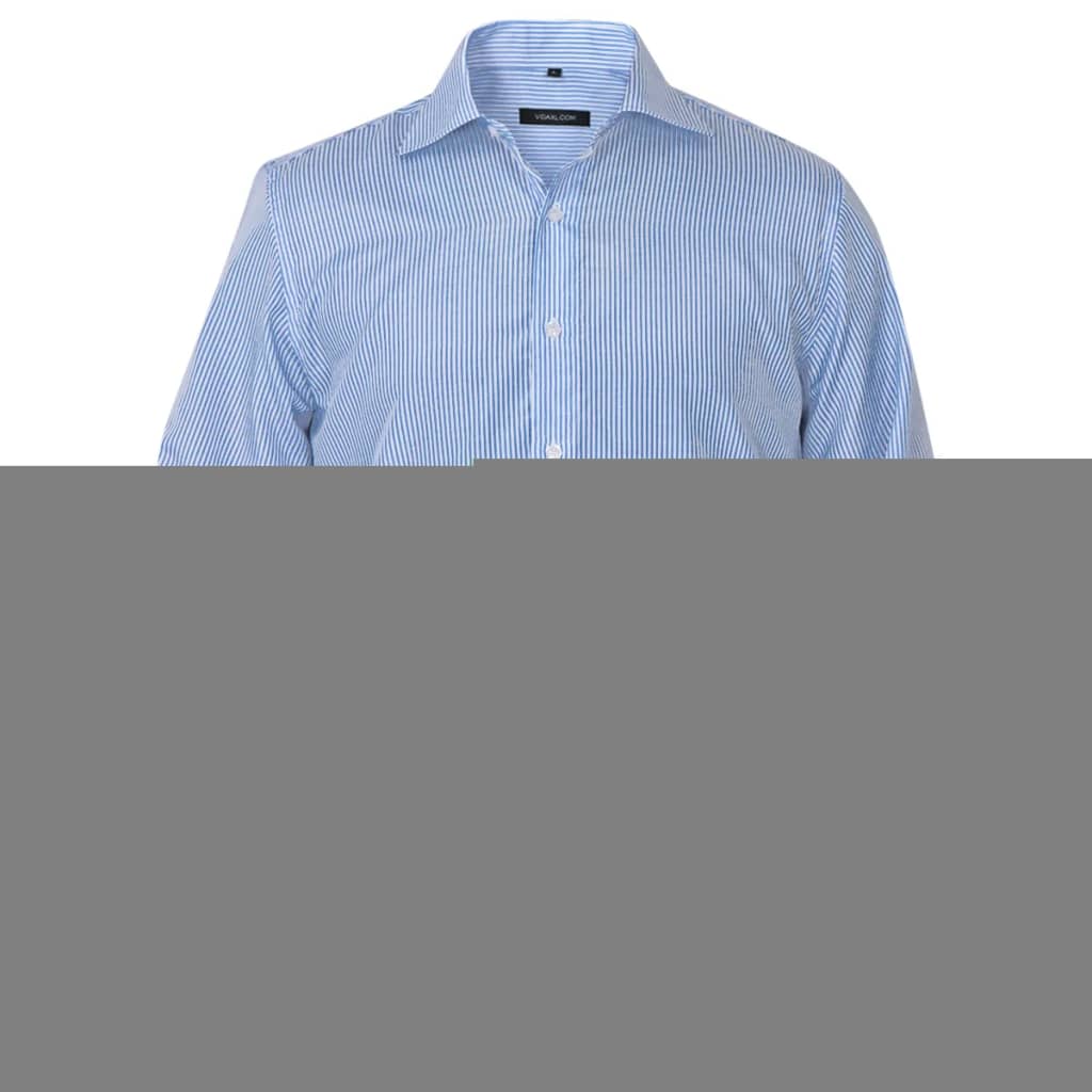 vidaXL Camicia Uomo Business Bianca e Blu a Righe Taglia XL