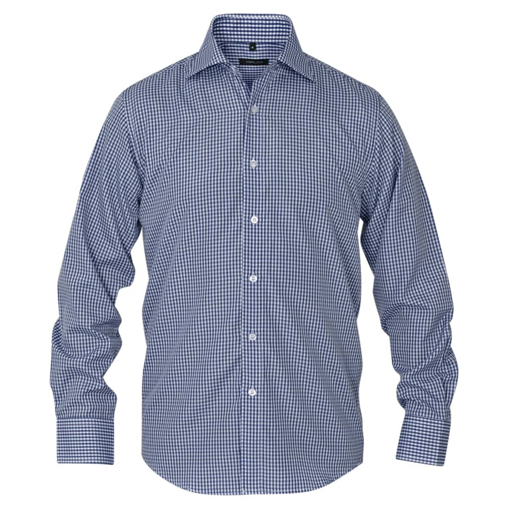 vidaXL Zakelijk overhemd heren wit en marineblauw geblokt maat XL