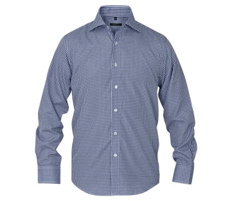 vidaXL Camicia Uomo Business Bianca e Blu Marino Taglia XL