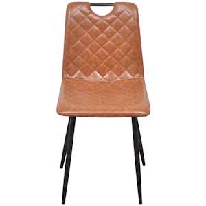 vidaXL Valgomojo kėdės, 6vnt., &scaron;viesiai rudos spalvos, dirbtinė oda