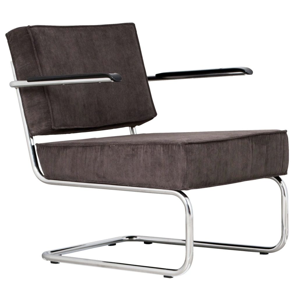 Afbeelding Zuiver - Ridge Lounge Rib Armchair - Donkergrijs door Vidaxl.nl