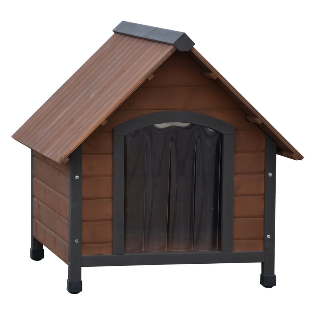 @Pet Hundehus med plastklaffer Rustique brun 76x76x72 cm