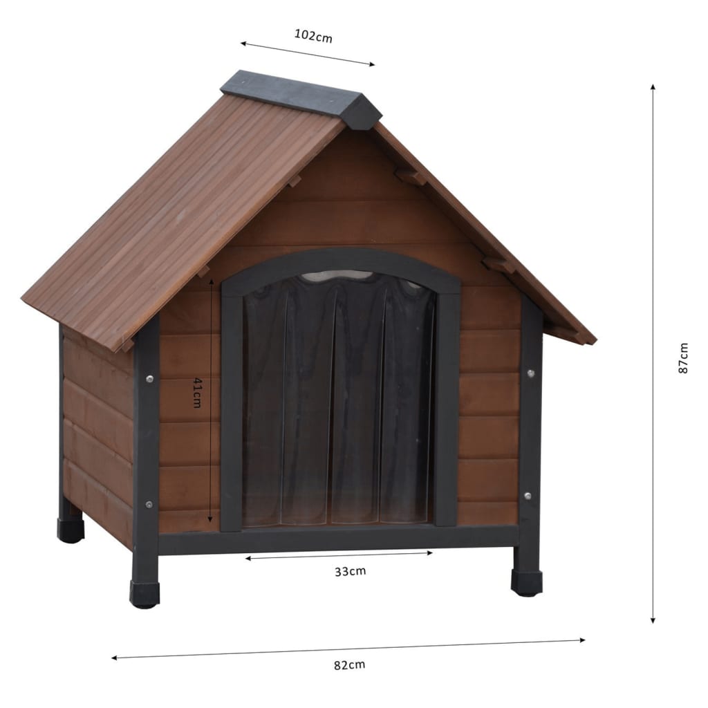 Thumbnail - @Pet Hundehütte mit Lamellentür Rustique Braun 102x82x87 cm