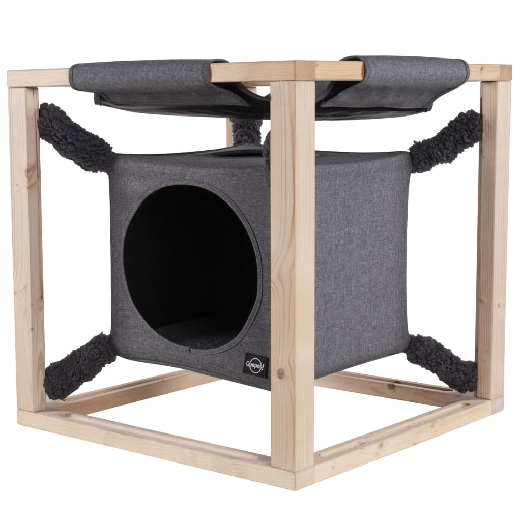 Quapas! Lit pour chats avec hamac Catcube Gris M 54x54x54 cm